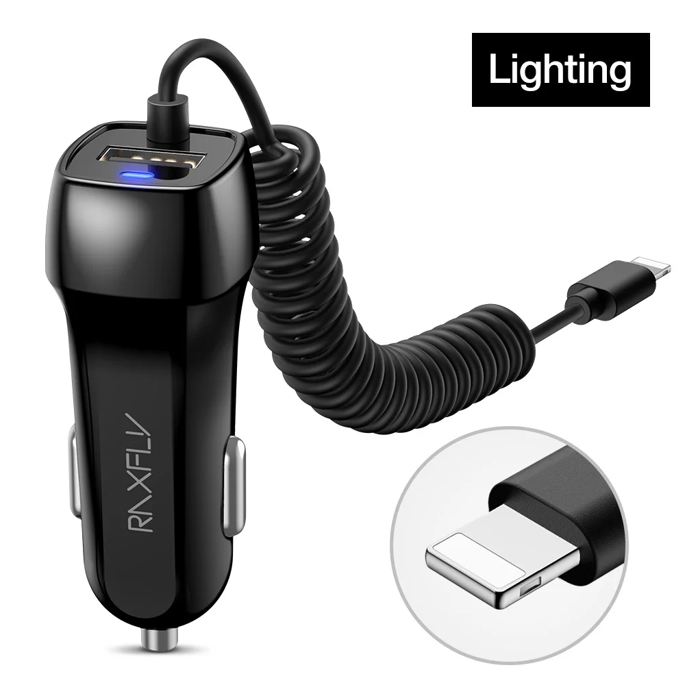 Lighting Cable RAXFLY автомобильное зарядное устройство Автомобильное USB быстрое зарядное устройство 3,0 Для Xiaomi автомобильное зарядное устройство для мобильного телефона Micro type C Быстрый кабель для iPhone зарядное - Тип штекера: Lighting Cable