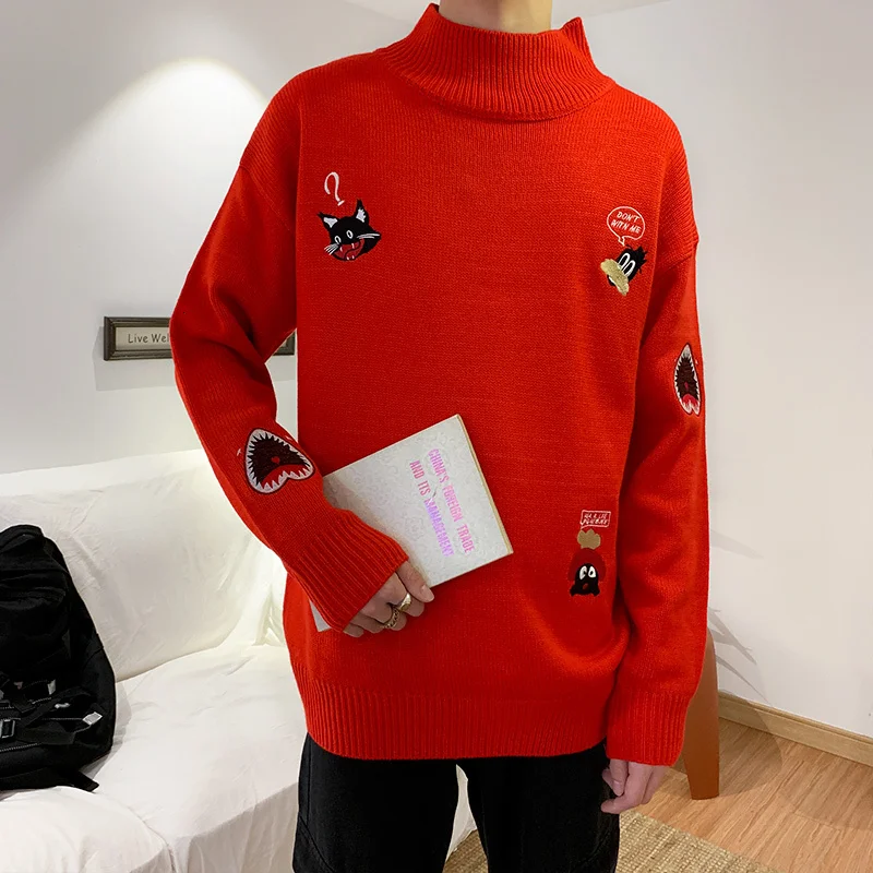 Ins Super Fire Couple Sweater Men Autumn And Winter New Lazy Wind Male And Female Korean Version Of Loose Embroidery Clothes Ins Super Fire Couple Sweater Men Autumn And Winter New Lazy Wind Male And Female Korean Version Of Loose Embroidery Clothes