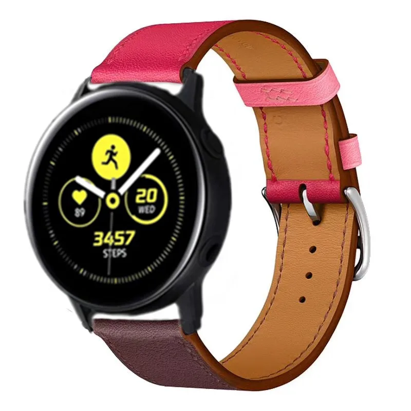 wine rose Кожаный ремешок для Samsung gear S3 s2 sport 20 мм 22 мм ремешок для часов huami amazfit bip huawei gt 2 Galaxy Watch Active 42 мм 46 мм - Цвет ремешка: wine rose