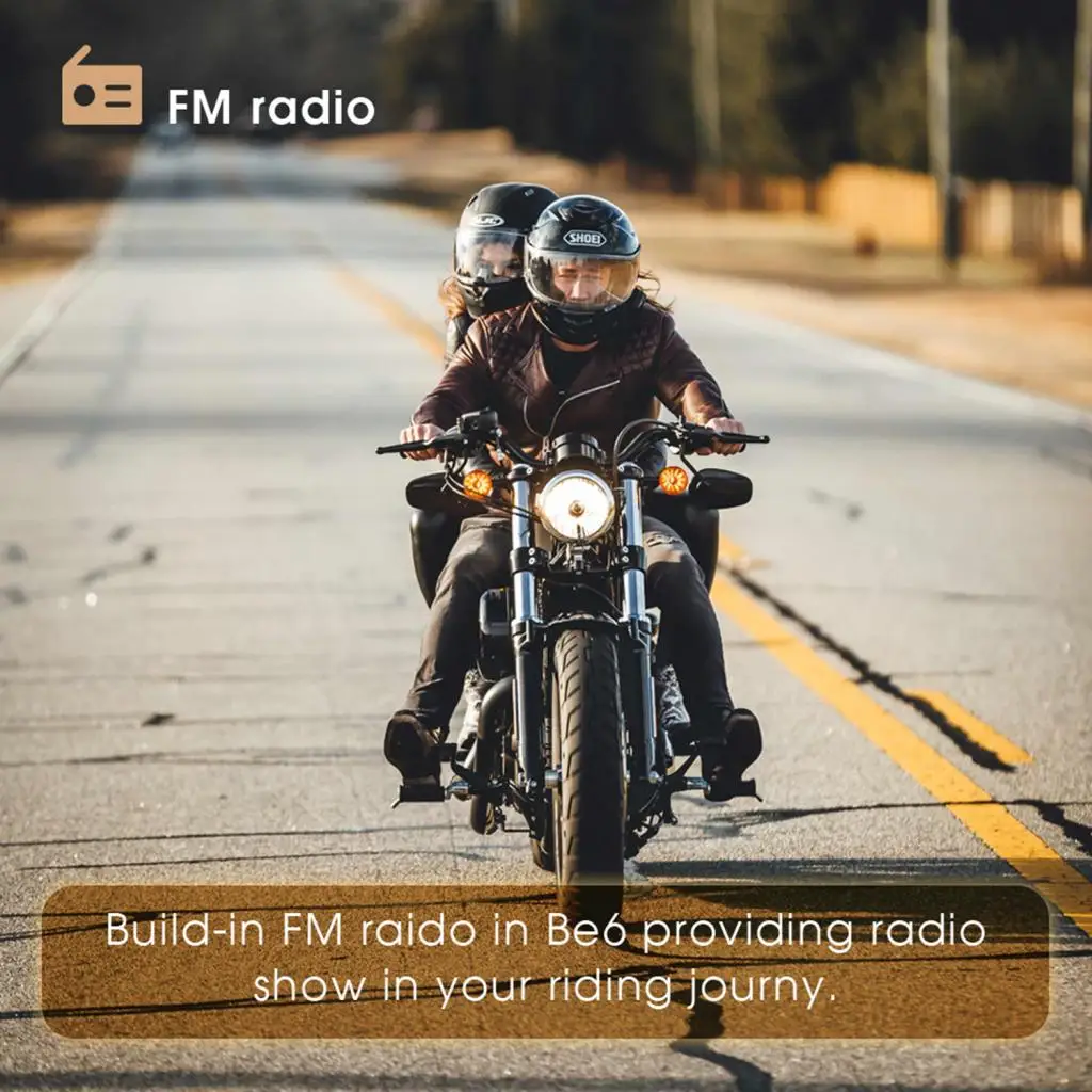 Motorcycle Intercom Helmet Bluetooth Waterproof Headset FM Radio Headphone