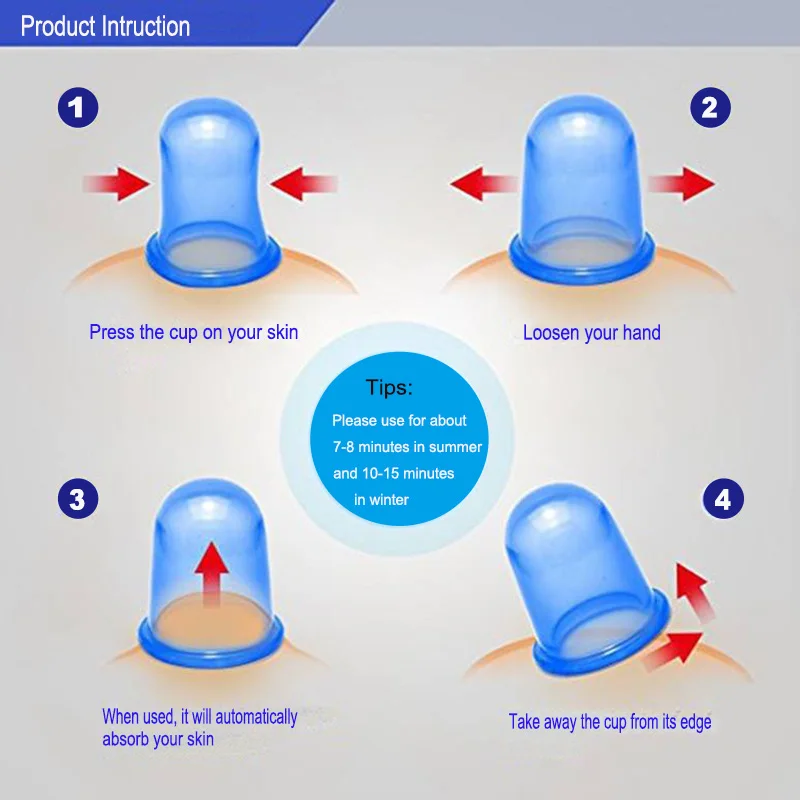 4 шт вакуумные силиконовые чашки для шеи и спины массаж глаз антицеллюлитный массажер на присоске для лечения тела чашки набор для лица