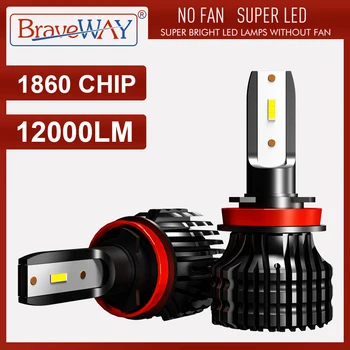 

BraveWay 2PCS 6500K Fanless LED Headlights for Car LED Bulb Car Light Bulbs H1 H4 H7 H11 9005 9006 HB3 BH4 12V LED Kit Fog Lamps