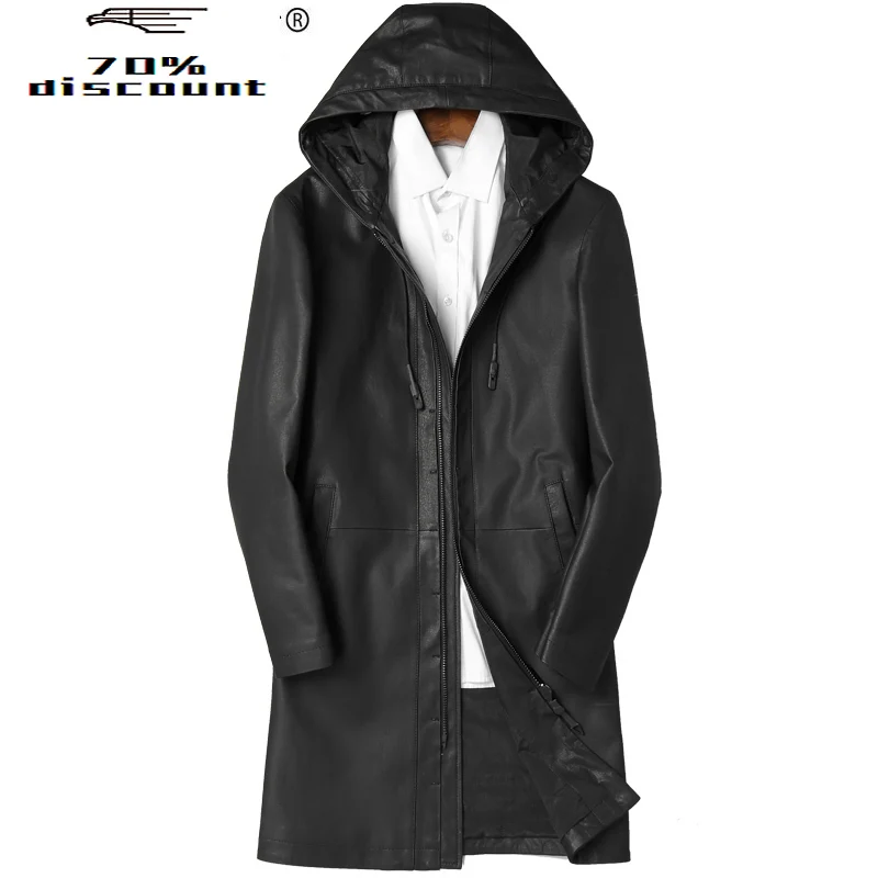 

Genuine Leather Jacket Men Clothes Men Sheepskin Coats Hooded Real Leather Jacket Veste En Cuir Homme P-D8328C ZL929