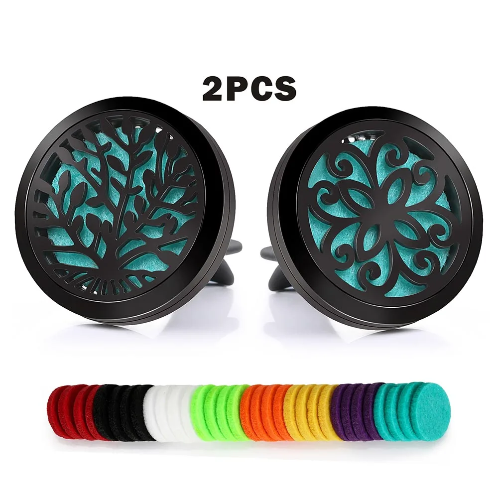 BOFEE 2PCS Essential Oils Locket Diffuser Clip Arom Perfume Aromatherapy Car Vent Outlet Air Freshener Stainless Steel Gift | Украшения и
