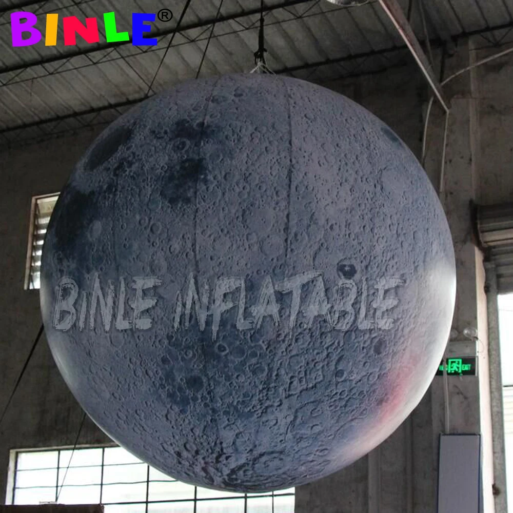 Grey giant park yard illumination inflatable moon balloon,hanging/grounding inflatable moon planet ball for festival decoration 4