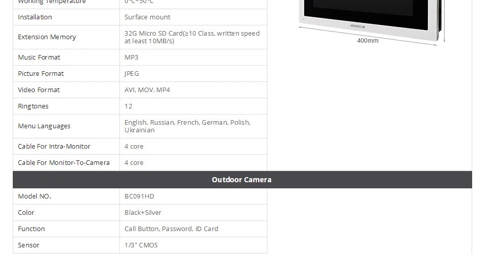 HOMSECUR видео домофон система с 10 дюймов сенсорный экран монитор RFID брелок пароль разблокировка камера IP65 BM114HD-S+ BC091HD
