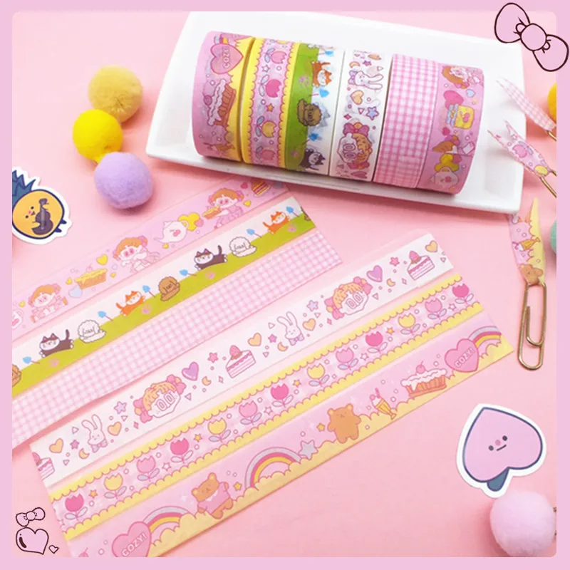 

Cute Bear Pink Girl Masking Washi Tape Flower Decorative Adhesive Tape For Diary DIY Scrapbooking Decoration Kawaii Stationery