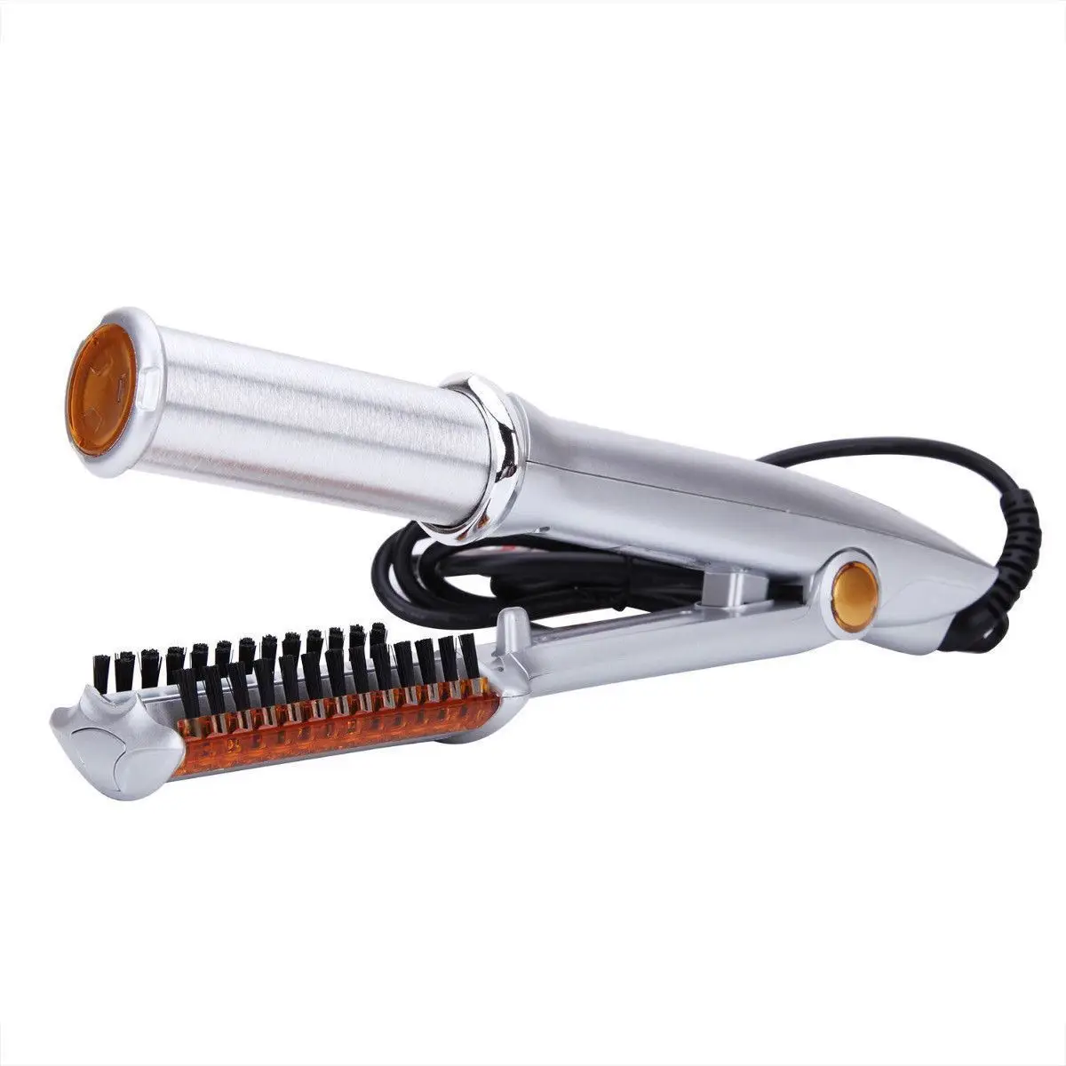 Professional Hair Straightening Iron Curling Iron Straightener& Curler 2 in 1 Hair Style Tool Silver Hair Styling Tool