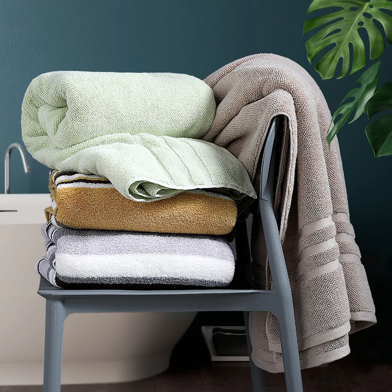100% Cotton Solid Bath Towel Beach For Adults Fast Drying Soft Thick High Absorbent Antibacterial 90x180cm | Дом и сад