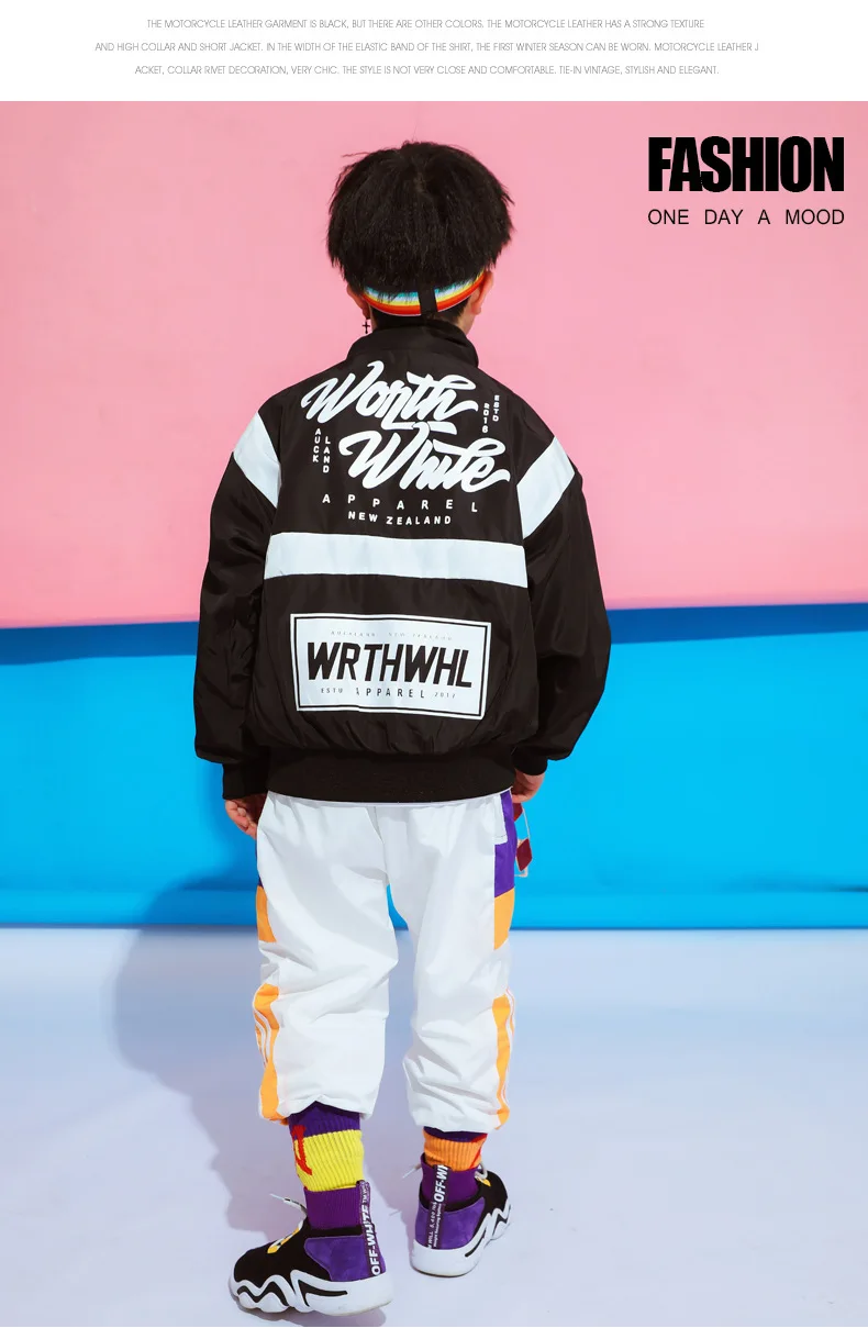 Children's Street Dance Wear Suit Loose Jacket+Pants 2 Piece Set Kids Girls Boys Hip Hop Costumes for Stage Performance 4-18T (7)