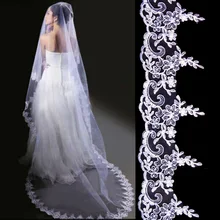 Свадебная вуаль три метра белый вышитый цветочный головной убор для невесты вуаль
