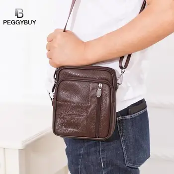 

Genuine Leather Crossbody Men Messenger Bag Hot Sale Male Small Man Flap Fashion Shoulder Bags Casual Crossbody Messenger Bags