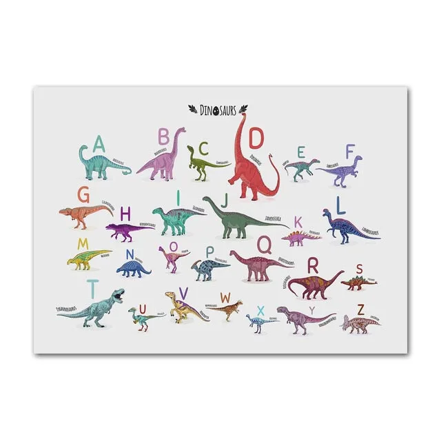 Настенное искусство домашний декор HD Печать холст скандинавский плакат динозавр Английский алфавит картина с животными рамка Современная для гостиной модульная - Цвет: BO LXR5892-02