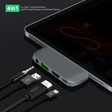 4 в 1 многопортовый USB C концентратор, 4 порта type C адаптер с HDMI USB3.0 PD 3,5 мм аудио для Macbook, больше устройств с интерфейсом type C