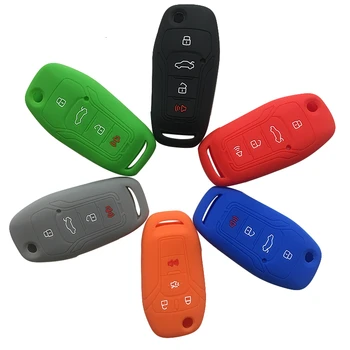 

Silicone Car Key Cover Case For Ford Focus EcoSport Fusion Mk2 Mk7 Explorer Ranger 4 Buttons Modified Remote Key Holder Protect