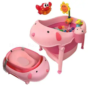

Children's Folding Bath Barrel Baby Swimming Baby Bath Barrel Children Can Sit On The Bathtub And Bathe Barrel Household