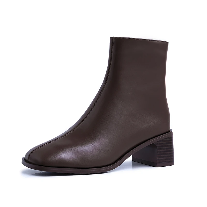 

2019 New Arrival Elegant Genuine Leather Women Ankle Boots Square Toe High Heels Ladies Shoes Riding Ankle Boots for Women B121
