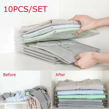 

10Pcs Reusable Household Fast Clothes Fold Board Closet Drawer Stack Organizer