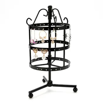 

Three-layer Circular Rotating Earrings Display Stand Necklace Earring Jewelry Organizing Holder