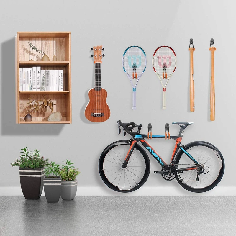 

Garage Storage Utility Double Hooks, Heavy Duty for Organizing Power Tools, Ladders, Bulk Items, Bikes, Ropes Etc 8 Pack - Orang