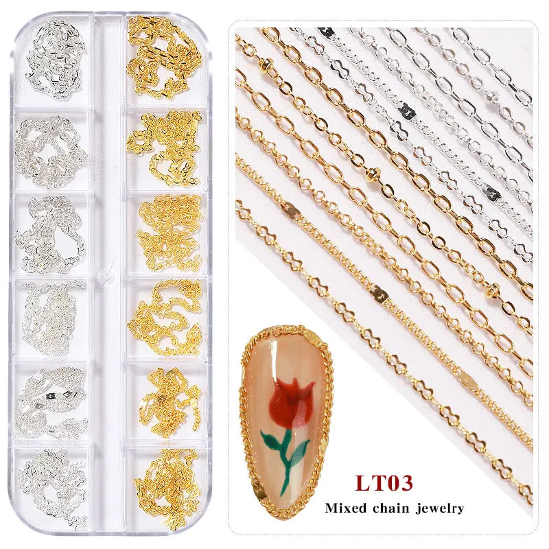 Perle Metall Nail Art 3D Legierung Flatback Strass Ohrstecker Kaviar Perlen Schmuck Maniküre DIY Dekor Box Set für kreative Dekorationen – Detail 6