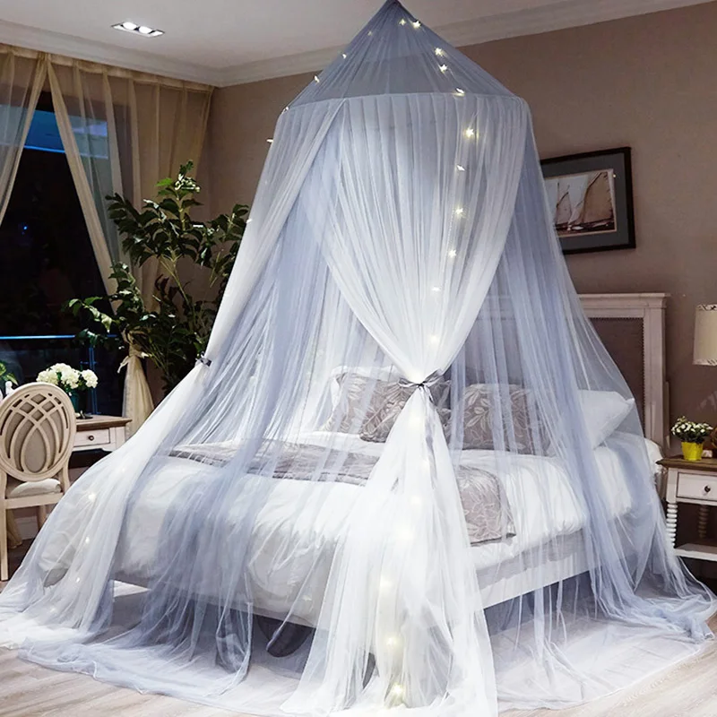 

Adults Bed Canopies Polyester Crocheted Mosquito Net Bed Canopy Netting Insect Protection Double Yarn Bed Valance Home Textiles