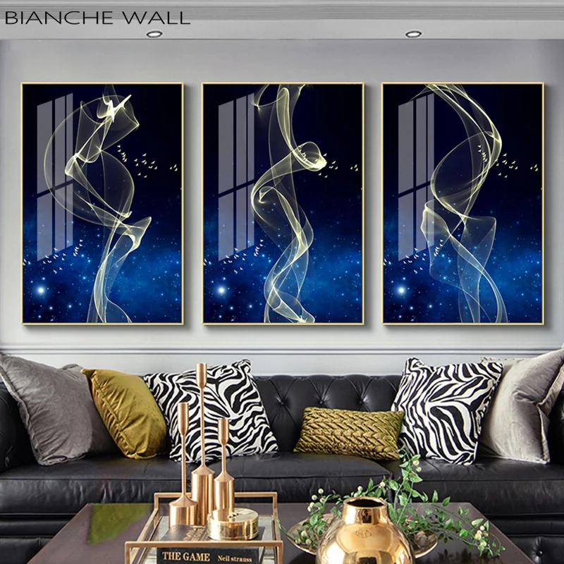 

Blue Night Starry Yellow Butterfly Dancing Illusory Abstract Canvas Painting Wall Art Posters And Prints Pictures Decoration