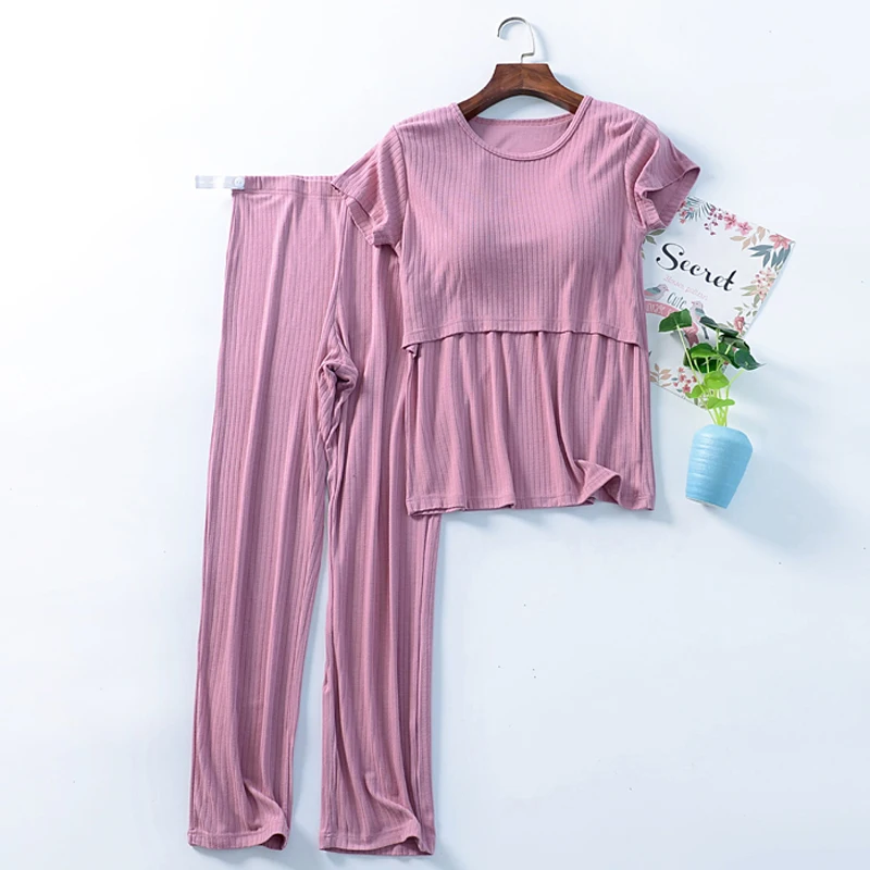 Fdfklak M-3XL Maternity Nursing Set 2pcs/set Pregnant Women's Sleepwear Modal Breastfeeding Pajamas Set For Pregnant Women spring summer maternity clothes set nursing sleepwear nightwear for pregnant women pregnancy breastfeeding pajamas 2pcs suits