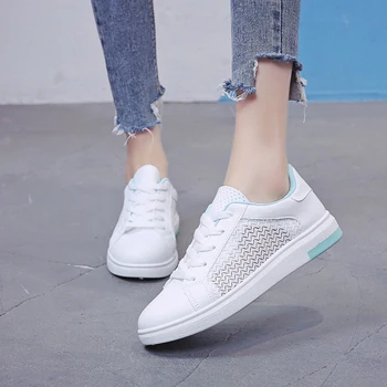 

Sneakers Women Breathable Mesh Summer Autumn Women Causal Shoes Fashion White Leather Flat Walking Female Vulcanize Shoes VT1247
