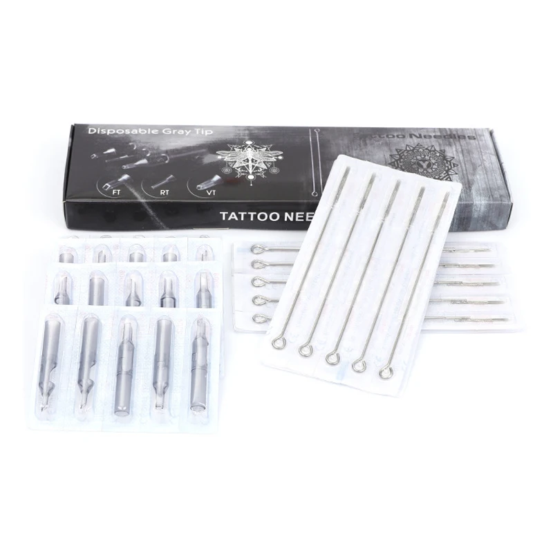 Tattoo Microblading Needles 20Pcs Disposable 3/5/7/9/11 RL Sterile Nozzle Tips Tube 316 Stainless Steel Needles Tattoo Machine Gun Ink Cup Grip Kit