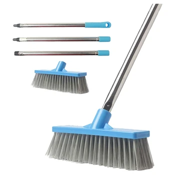 

Bristle Floor Brush Cleaning Brush Adjustable Stainless Steel Handle for Walls, Kitchens, Bathrooms