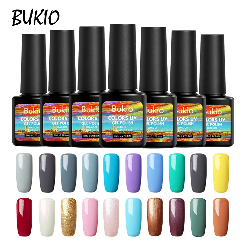 Bukio 8ML Colorful Enamel Gel Polish UV LED Nail Varnish for Manicure 50 Colors Lacquer Semi Permanent Art DIY Design | Красота и