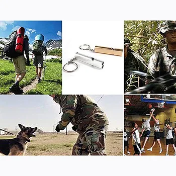 

Outdoors Stainless Steel Whistle With Keychain High Decibel Portable Double Pipe Emergency Survival Whistle Multifunction Tool