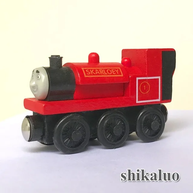 1 шт. паровозик Томас деревянная игрушка Томас поезд Магнитные деревянные модель поезда для маленьких детей Томас строительные игрушки Магнитные деревянные поезда - Цвет: shikaluo