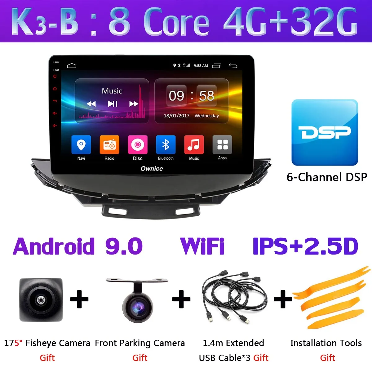 K3-B Панорамная камера 360 ° 4G LTE 8 ядерный Android 9,0 4G+ 64G gps радио DSP CarPlay Автомобильный мультимедийный плеер для Chevrolet Trax - Цвет: K3-B