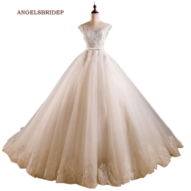 ANGELSBRIDEP-Sheer-Neck-Ball-Gown-Wedding-Dresses-Vestido-De-Noiva-Formal-Applique-Floor-Length-Bridal-Gowns_副本