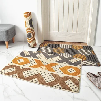 

Simple Geometric Flocking Home Dust Removal Door Carpet Floor Mat Home Entrance Non-slip Foot Pad