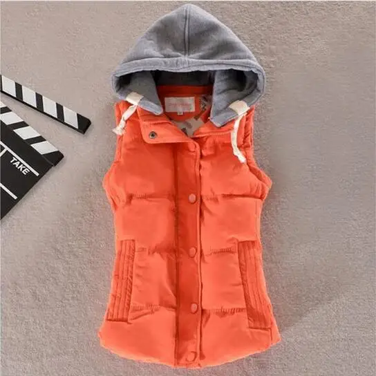 2019 Autumn Winter Simple Jacket Coat Women's Vest Monophonic Vest Women's Hooded Veste Femme Parkas Chalecos Para Mujer Casaco