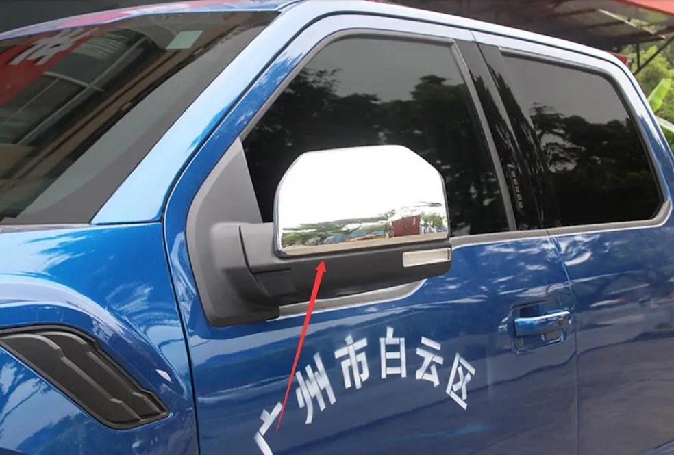 CHROME SIDE MIRROR COVER FIT 2015 FOR FORD F150 F-150 TRIM REAR VIEW MOLDING CAP BEZEL LID FRAME OVERLAY GARNISH