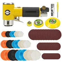 

HIFESON 2/3" Mini Orbital Air Sander Pneumatic Polishing Grinding Machine Air Tool Buffer Dual Action Orbital Polisher for Car