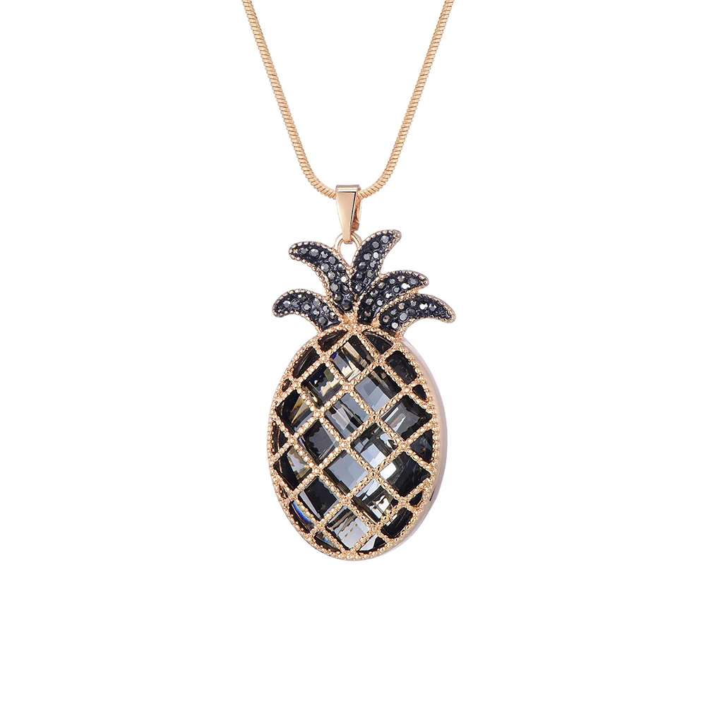 

Big Pineapple Necklace for Women Bohemian Necklace 2019 New Gold Pendant with Crystal Long Necklace Collier Bijoux Sweater Chain