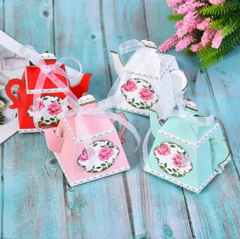 

10 PCS Teapot Shape Favor Boxes Gift Box Tea Time Teapot Favor Box Party Decoration Candy Box