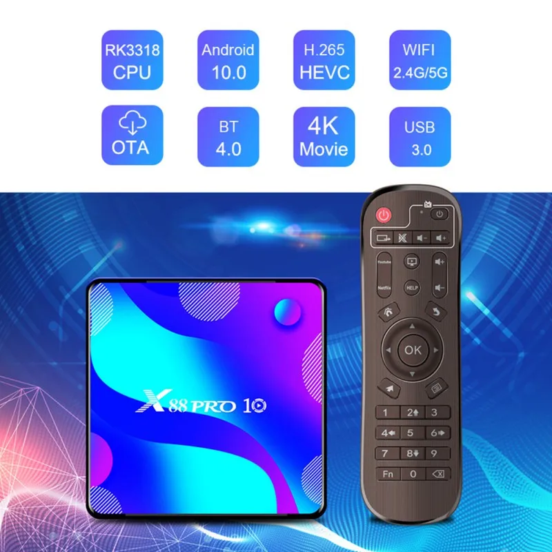 Приставка Смарт ТВ X88PRO10 Android 10 2 + 16 ГБ RK3318 4K|ТВ-приставки и медиаплееры| |