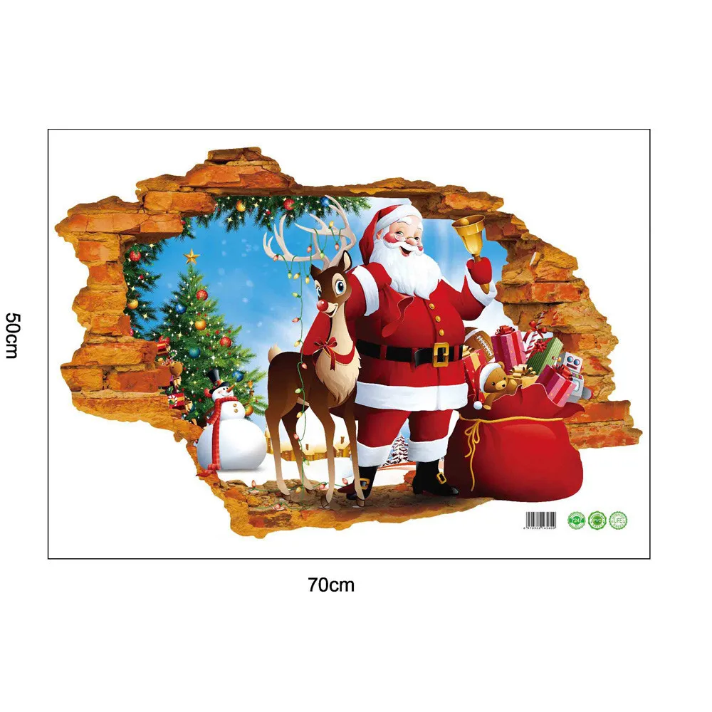 Рождественская Наклейка на стену, съемная наклейка из ПВХ с изображением Санта-Клауса, Настенная Наклейка для декора дома, аксессуары для декора стен, s Декор