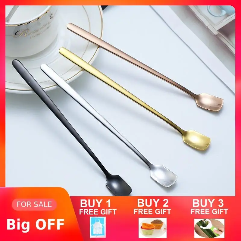 New Style 1PC Stainless Steel Coffee Spoon With Long Handle Colorful Scoops Dessert Tea Stocked Kitchen Gadget Tool | Дом и сад
