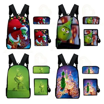 

New Backpack The Grinch Christmas 3D Backpack Shoulder Travel Backpack Youth College Bag for Boys Girls for School Gifts