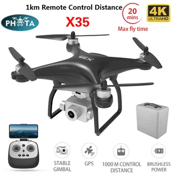 Günstig X35 Gps Drone 4K HD Kamera 5G Wifi FPV Profissional Rc Quadcopter Borstelloze Motor Drohnen Gimbal Stabilisator 20 Minuten 1km Drone