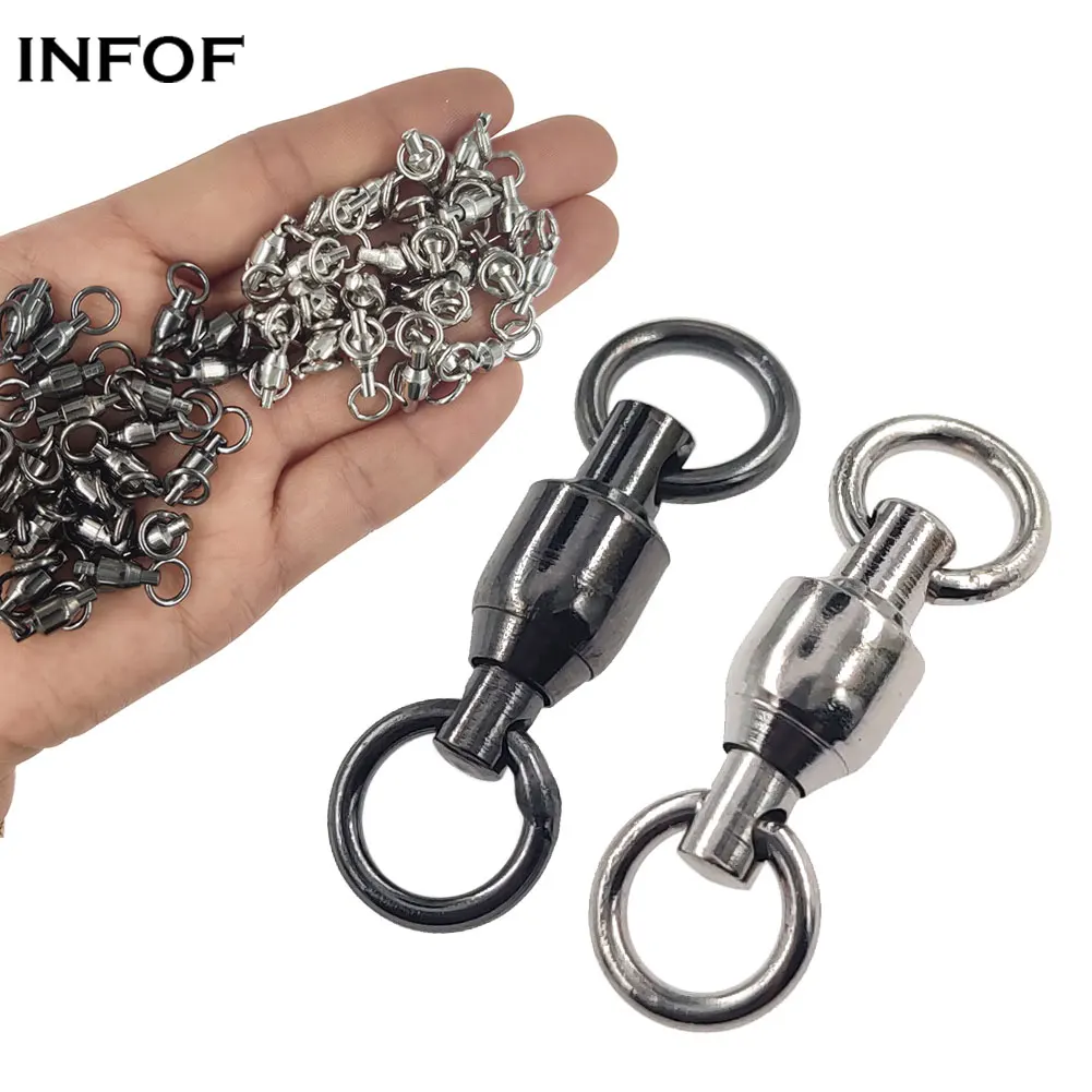 

INFOF 5pcs/10pcs Ball Bearing Swivel with Solid Rings #0-#10 Swivels Fishing Connector Carp Fishing Accessories