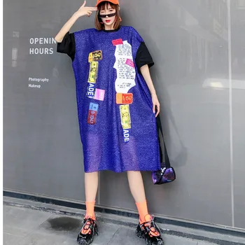 

XUXI 2020 Women Spring Dress Korean Women's Purple Tights Wear Large Loose Spring And Summer Dresses, Two Sets Wear Kit FZ1056