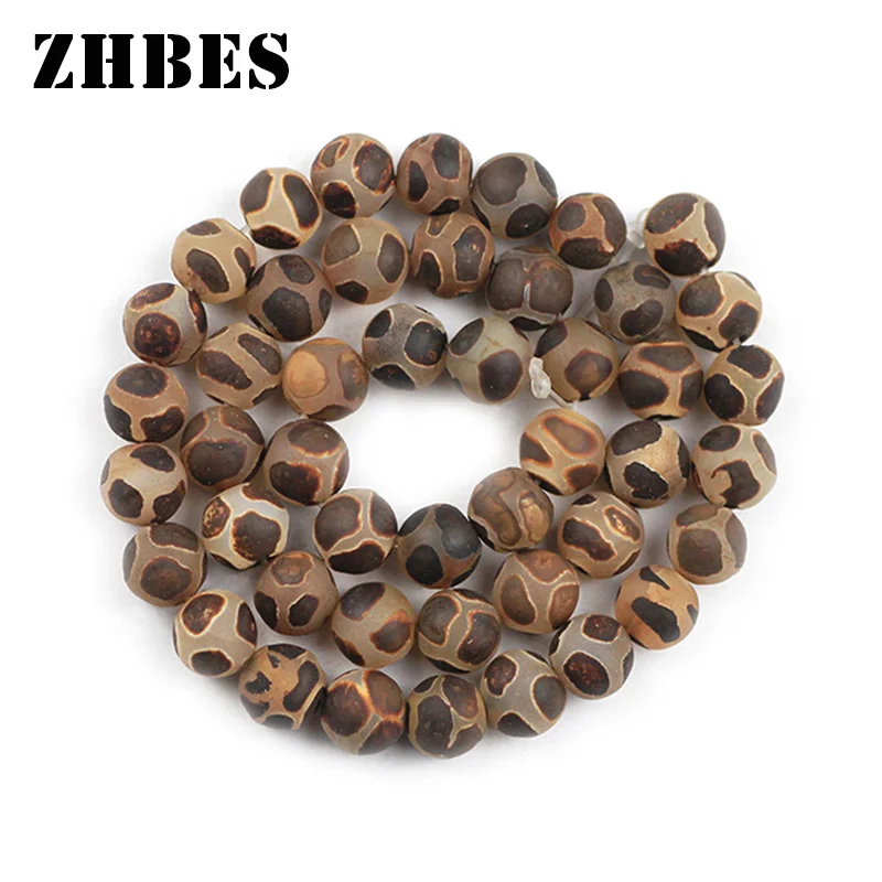 Natural Stone Tibetan Dzi Matte Tortoise shell 8/10/12MM Round Spacer Loose Beads For Jewelry Bracelet Making DIY Findings | Украшения и